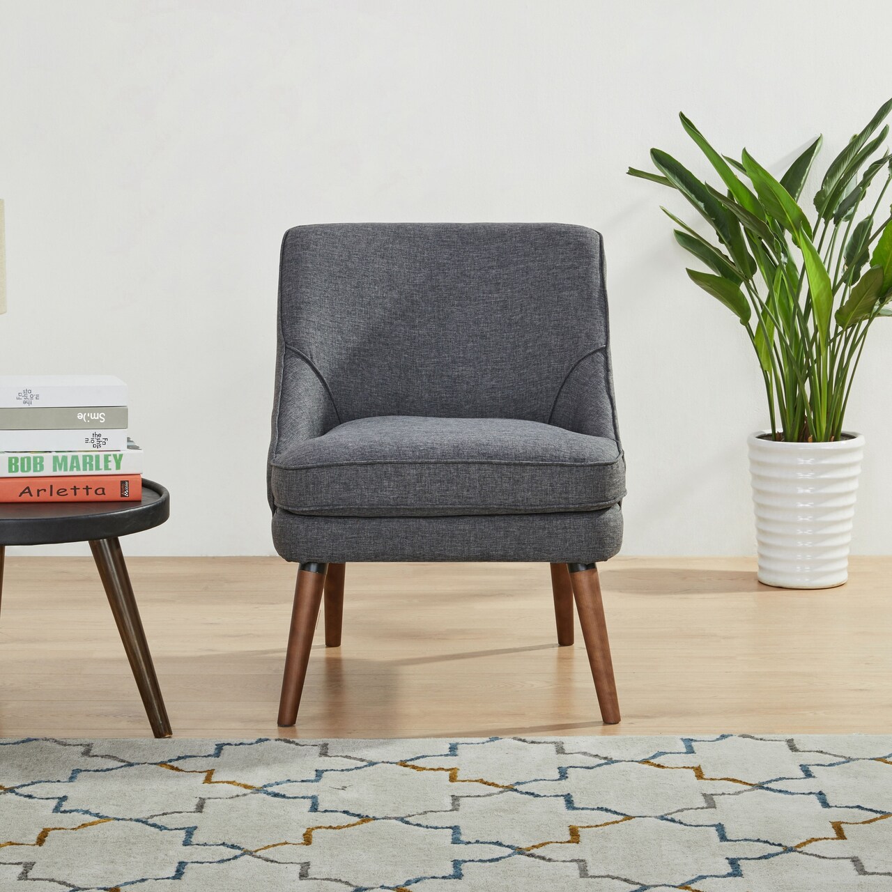 Artdeco Home Young and Trendy Dana Accent Chair: Robust Wood Frame Comfortable Faux Linen Upholstery Perfect for Small Spaces Easy